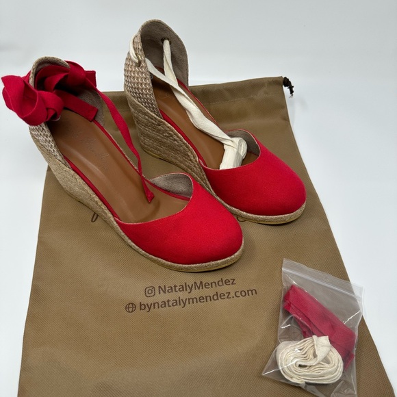 Red Espadrille Wedges - Picture 1 of 7